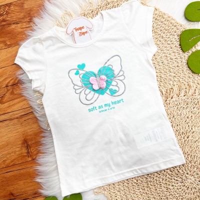 Conj. Blusa Soft as my Heart e Short com Brilhinhos - Verde Água e Off White